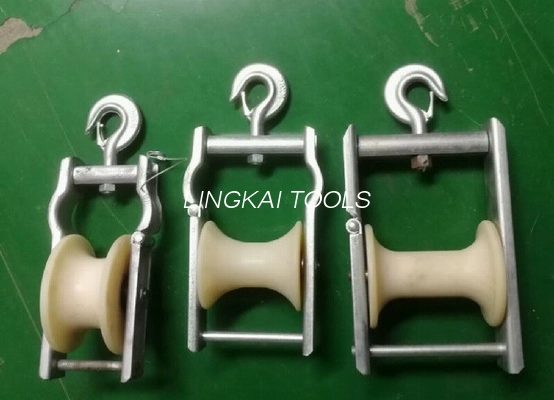 Aluminium Nilon Sheave Roller Bunch Conductor Block Kabel Udara Merangkai Roller