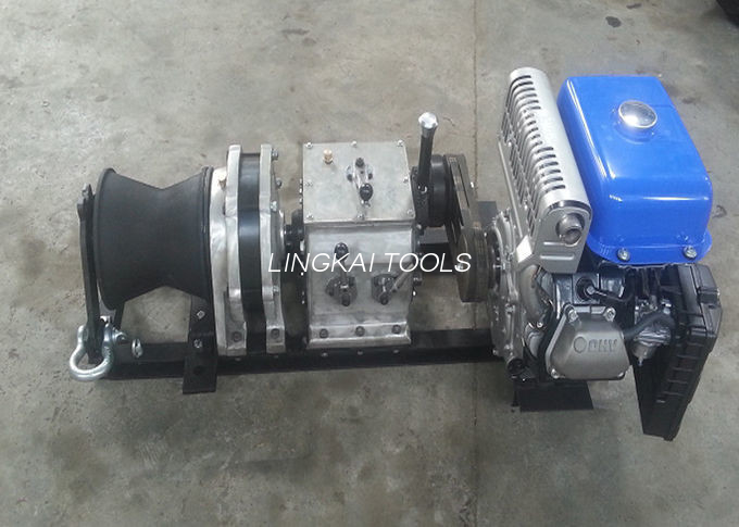 5 ton Gasoline Engine Cable Winch Puller, Powered Rope Pulling Winch di Lini Konstruksi