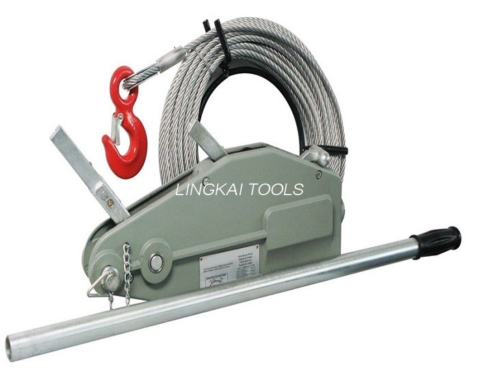 Mesin Winch Penarik Kabel Manual 4 T / Winch Tirfor Dengan Tali Kawat 20M