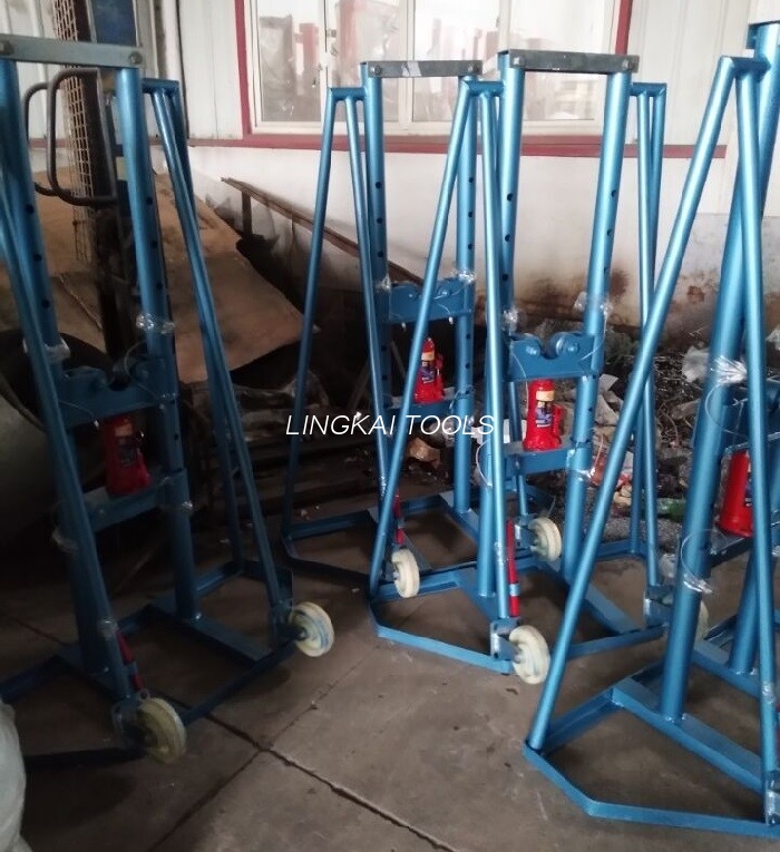Jack Pengangkat Tinggi Hidraulik Spindle Bar Berdiri 10T Untuk Membawa Gulungan Kabel