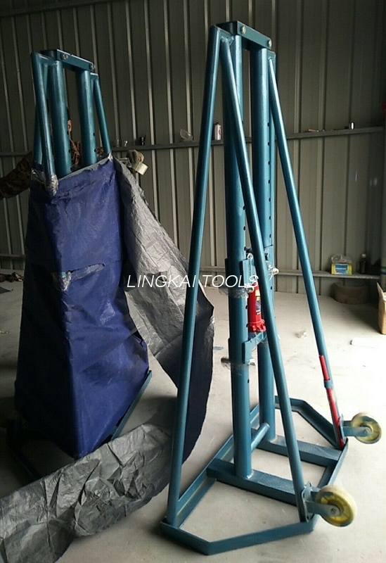Alat Drum Kabel Stand Reel Kawat Bawah Tanah yang Dapat Disesuaikan 10T Dengan Dongkrak Hidraulik