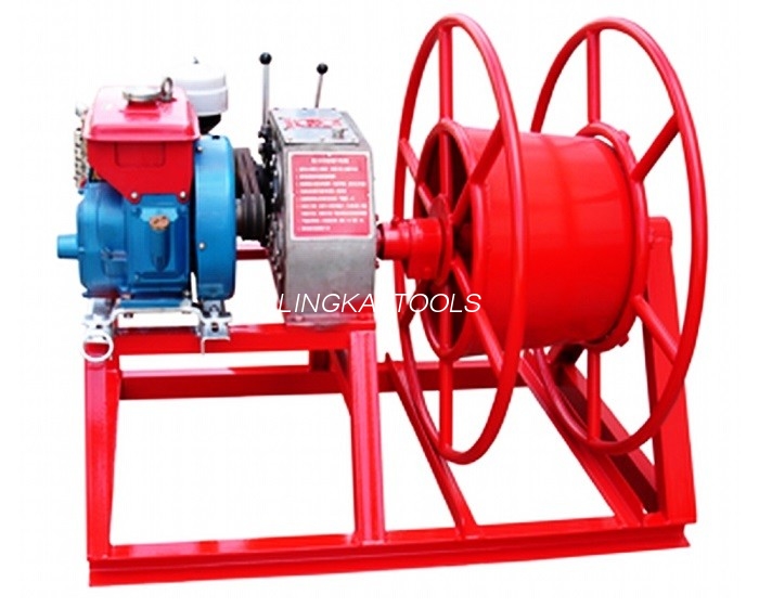 3600rpm Kecepatan 5 Ton Power Puller Winch Wire Diambil Dengan Mesin Bensin GX160