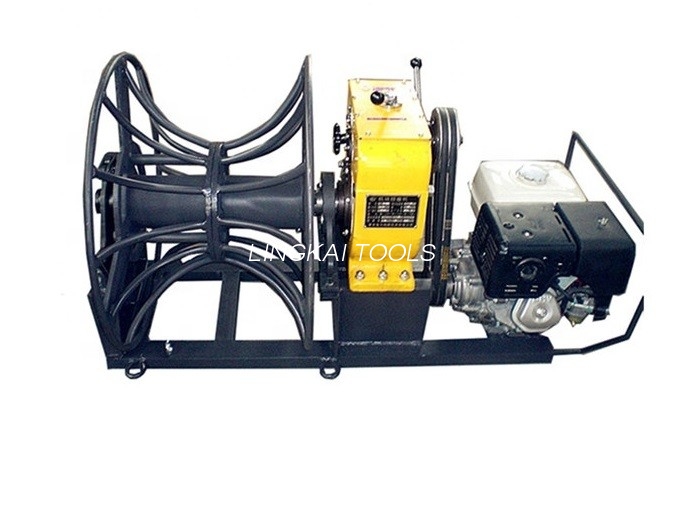 Jalur Transmisi Wire Rope Winch / 2 Ton Wire Take Up Winch Dengan Mesin Bensin